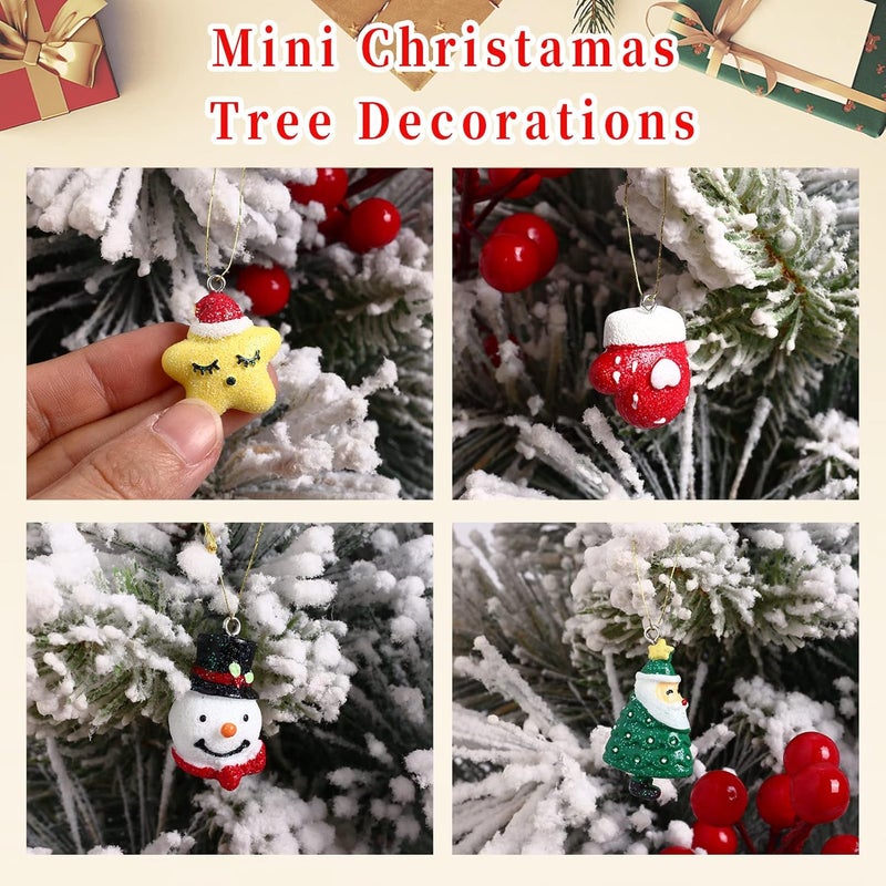 HDRASON 30 pcs Christamas Tree Decorations Clearance,Mini Resin Ornaments for Christmas Trees,Small Santa Clause Charms Xmas Decorations Sets for Girls Women - Image 4